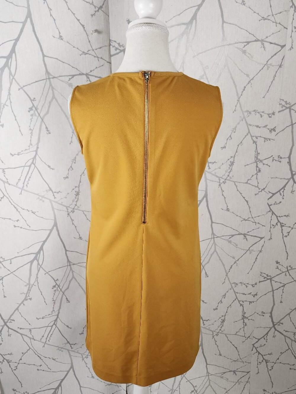 Minkas Yellow Stretch Knit Round Neck Fringe Dress - Picture 4 of 6